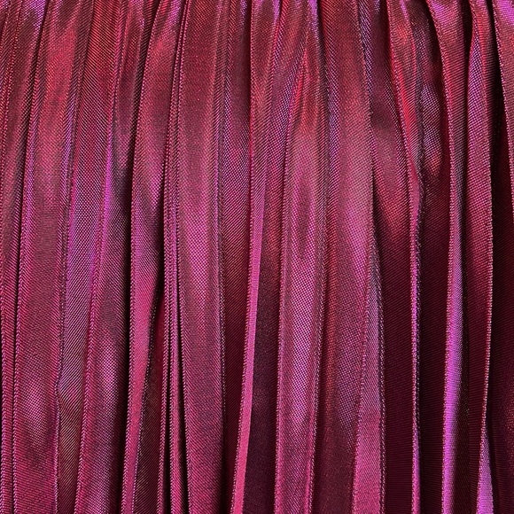 NEW PASTEL Metallic Shiny Shimmer Accordion Pleated Maxi Pink/Purple Skirt - Picture 6 of 13